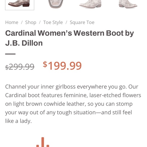 J.B. Dillon Cardinal Women's Western Boots - Picture 2 of 13